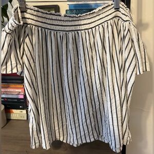 American Eagle Off the Shoulder Striped Shirt